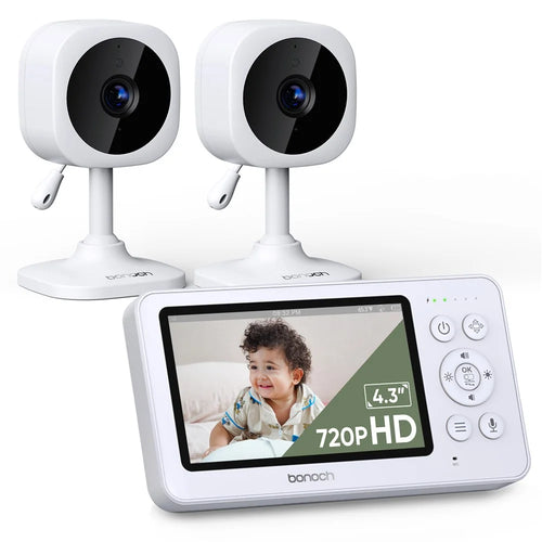 BONOCH BBM11 4.3 inch Screen Video Baby Monitor with 2PCS HD Camera, Support Two-Way Talk - US Plug - 1