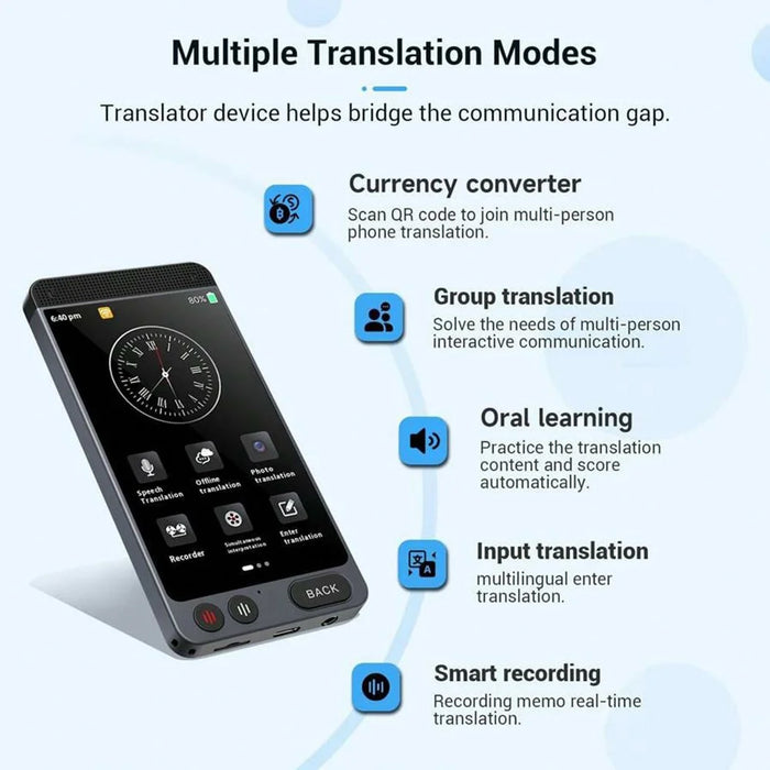 D21 142 Languages 4.0 Inch Smart Translator Portable Offline Translator Voice Interpreter - 2