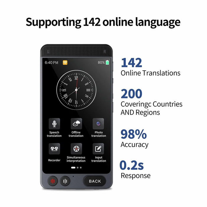 D21 142 Languages 4.0 Inch Smart Translator Portable Offline Translator Voice Interpreter - 4