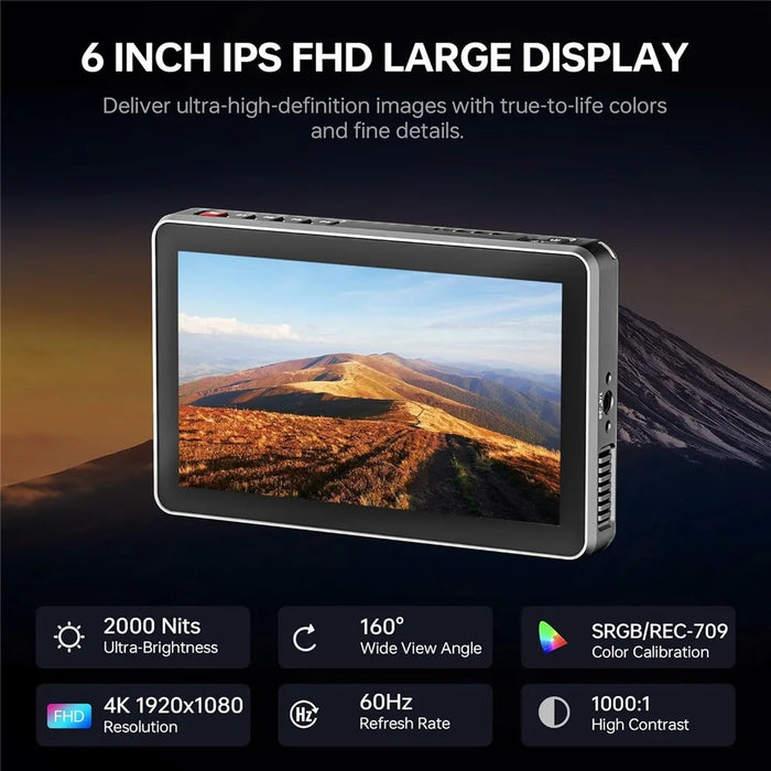 VILTROX DC-X2 6 Inch DSLR Monitor 1920x1080P IPS 4K HD Loop In / Out Display for Camera Video Shooting - 7