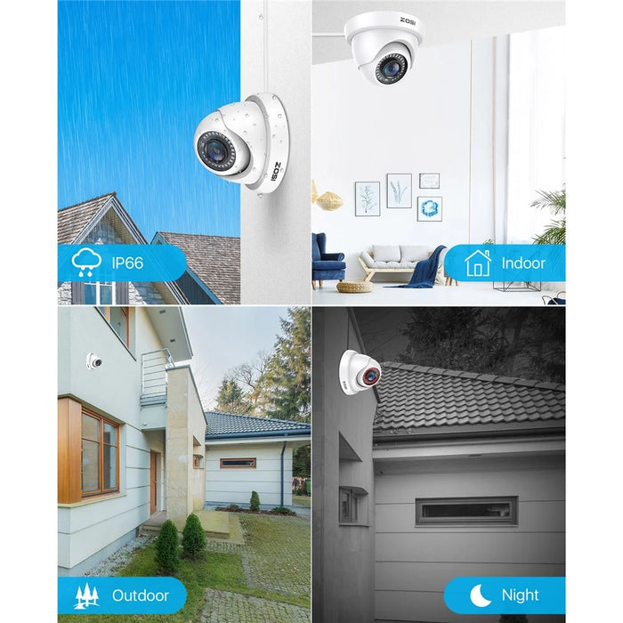 ZOSI 2MP 1920TVL Hybrid 4 In 1 TVI CVI AHD CVBS Security Camera 1080P HD Night Vision Surveillance Cam - White / EU Plug - 6