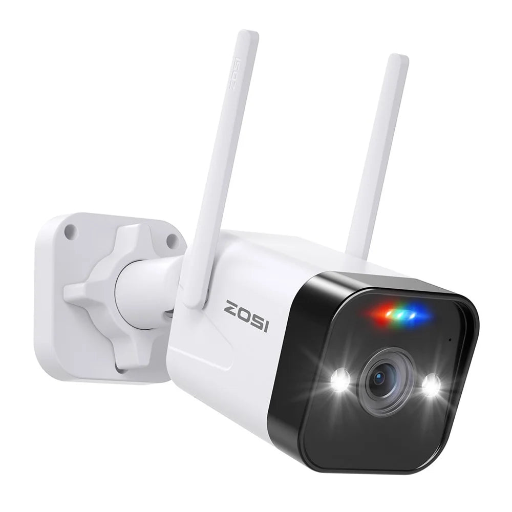 ZOSI WiFi Outdoor Security Camera 4MP Plug In Cam with Spotlight Sound Alarm Color Night Vision 2 Way Audio - EU Plug - 1