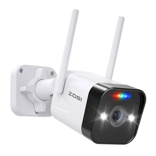 ZOSI WiFi Outdoor Security Camera 4MP Plug In Cam with Spotlight Sound Alarm Color Night Vision 2 Way Audio - EU Plug - 1