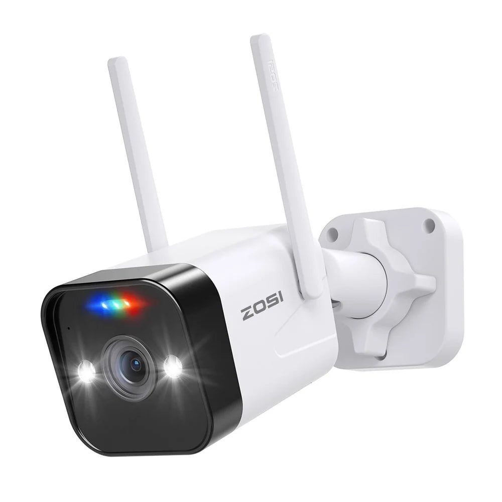 ZOSI WiFi Outdoor Security Camera 4MP Plug In Cam with Spotlight Sound Alarm Color Night Vision 2 Way Audio - EU Plug - 2