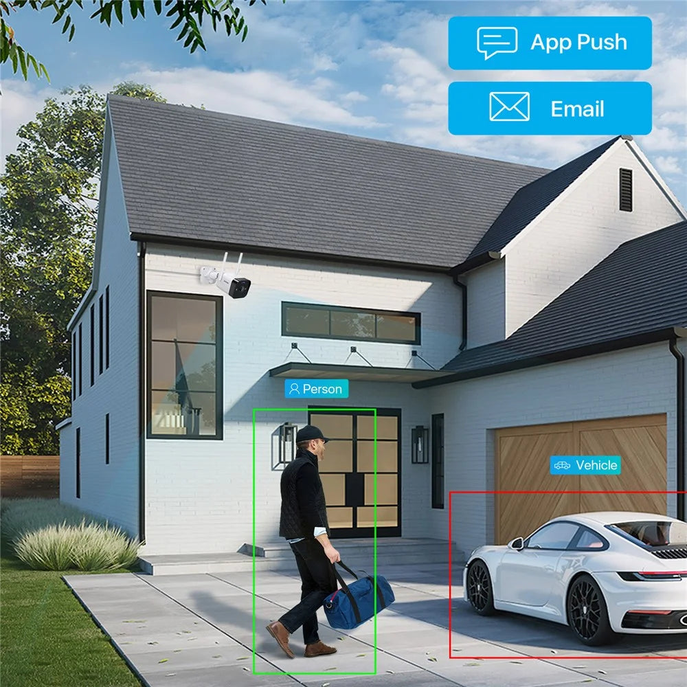 ZOSI WiFi Outdoor Security Camera 4MP Plug In Cam with Spotlight Sound Alarm Color Night Vision 2 Way Audio - EU Plug - 5