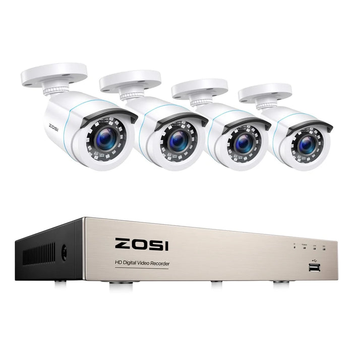 ZOSI 3K Lite 8CH Security Camera System, No HDD H.265+ 5MP Video DVR Recorder with 4X HD 1920TVL 1080P - White  /  US Plug - 1