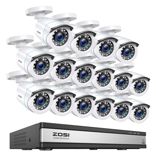 ZOSI 13K Lite 16CH Security Camera System without HDD H.265+ 5MP 16x 1080P Surveillance CCTV Camera - White  /  US Plug - 1