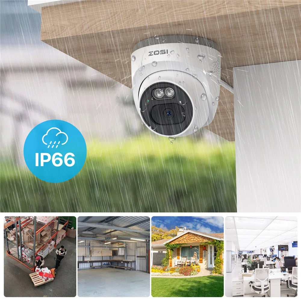 ZOSI C220 8CH 4MP QHD 2.5K PoE Security Camera System 8CH 5MP 3K NVR with 2TB HDD for 24 / 7 Record 4 x 4MP Dome IP Camera - AU Plug - 2