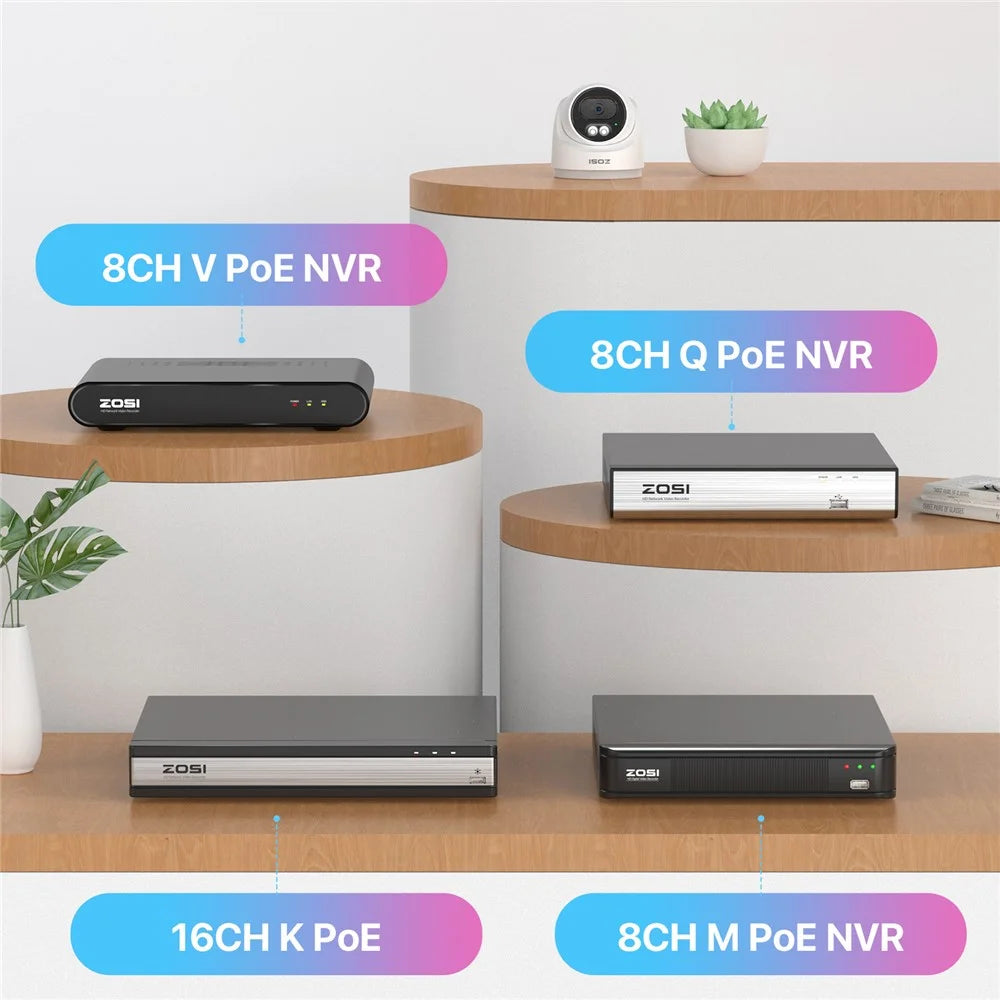 ZOSI C220 8CH 4MP QHD 2.5K PoE Security Camera System 8CH 5MP 3K NVR with 2TB HDD for 24 / 7 Record 4 x 4MP Dome IP Camera - AU Plug - 4