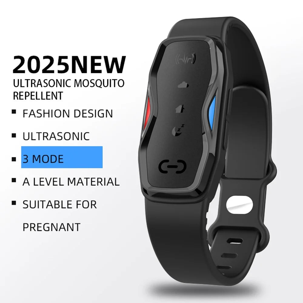 DIROSE F1 Chemical Free Ultrasonic Mosquito Repellent Bracelet Wearable Insect Repeller Wristband - Black - 3