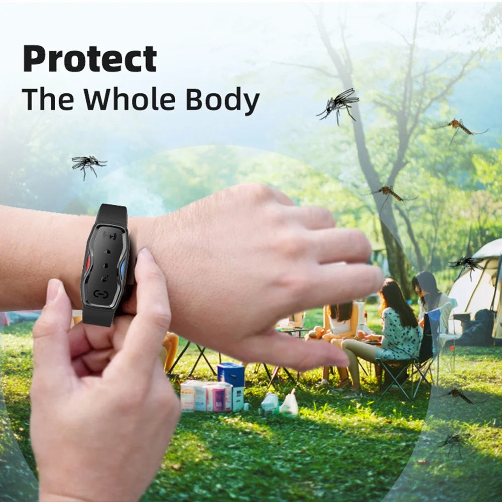 DIROSE F1 Chemical Free Ultrasonic Mosquito Repellent Bracelet Wearable Insect Repeller Wristband - Black - 4