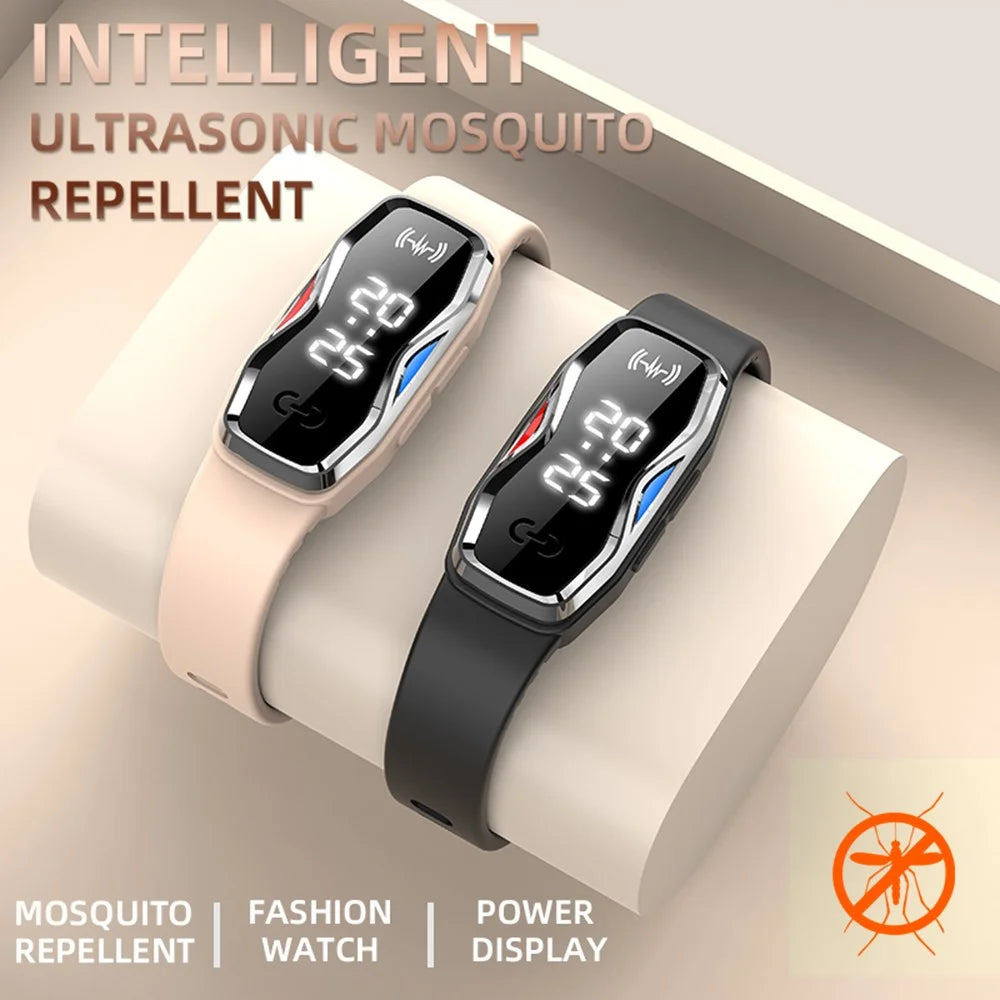 DIROSE F1 Pro Rechargeable Electronic Wristband Ultrasonic Mosquito Repellent Bracelet with Battery Display - White - 4