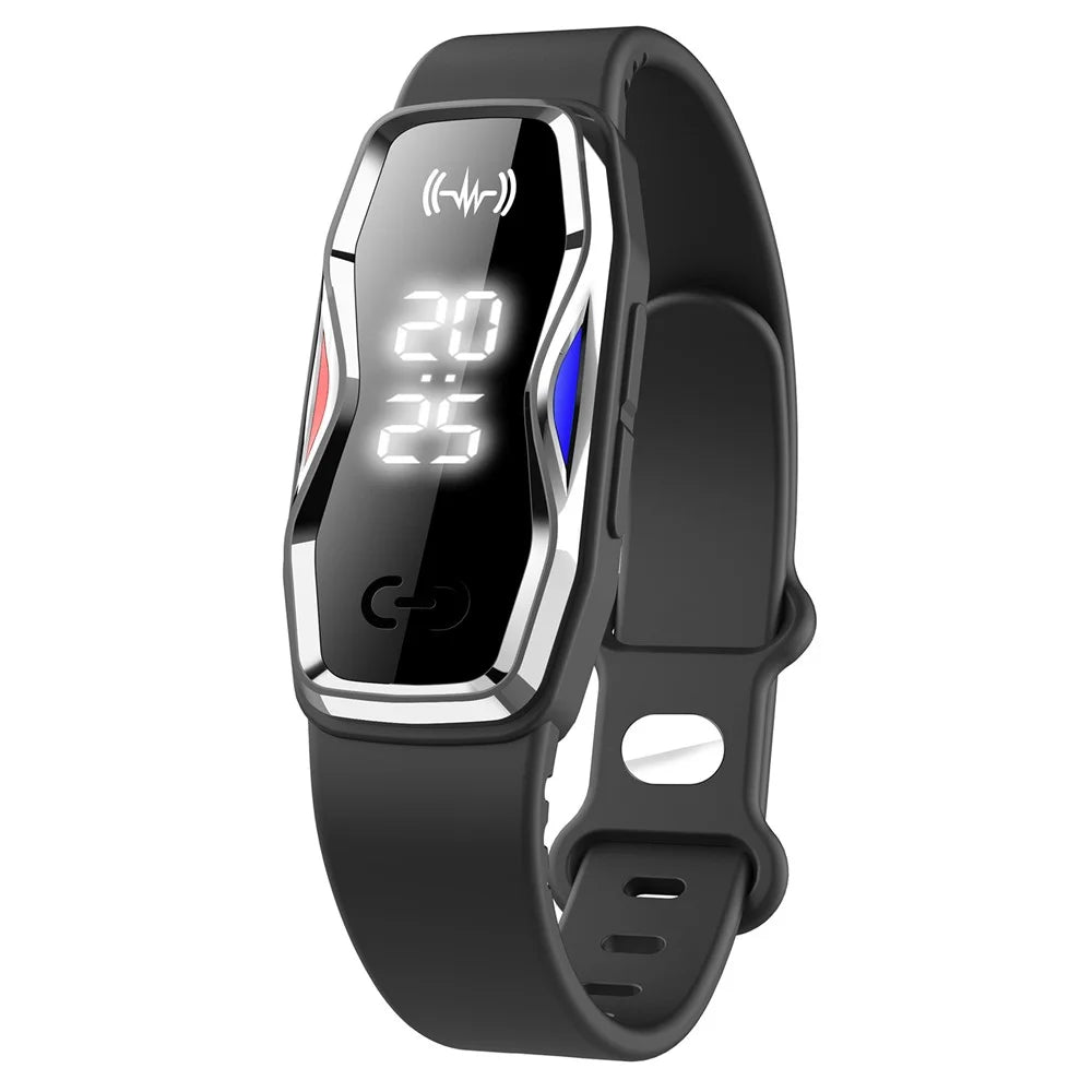 DIROSE F1 Max Ultrasonic Mosquito Repellent Bracelet Step Counter Electronic Smart Wristband - Black - 1