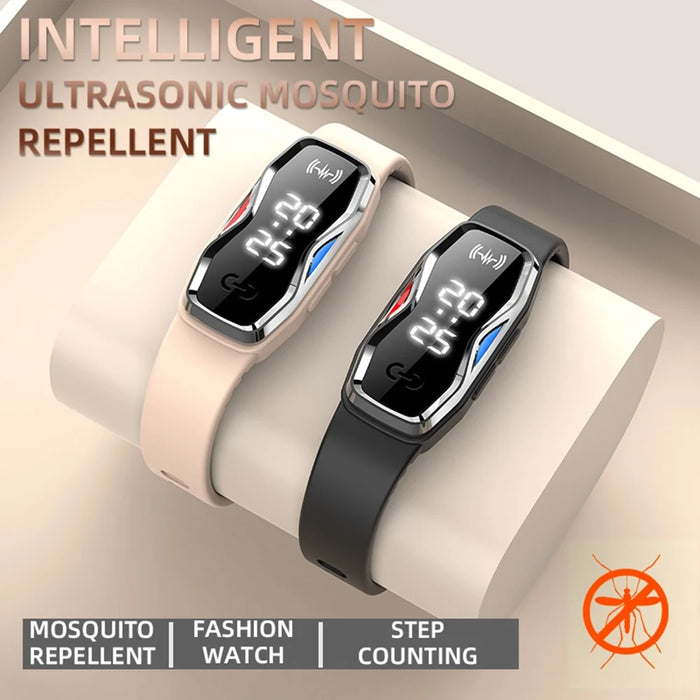 DIROSE F1 Max Ultrasonic Mosquito Repellent Bracelet Step Counter Electronic Smart Wristband - Black - 5