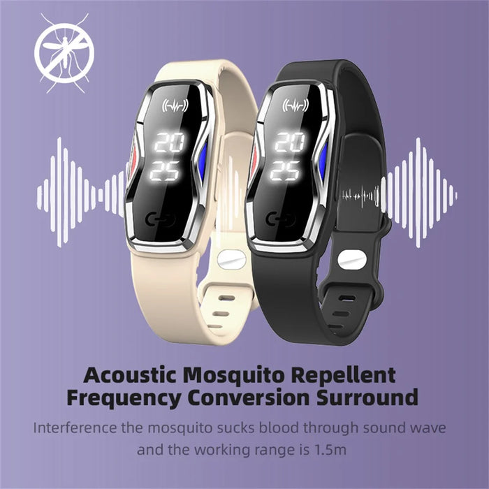 DIROSE F1 Max Ultrasonic Mosquito Repellent Bracelet Step Counter Electronic Smart Wristband - Black - 7