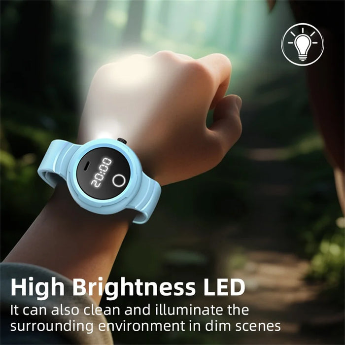 DIROSE F2 Touch Screen Electronic Smart Wristband Ultrasonic Mosquito Repellent Bracelet with Flashlight - Sky Blue - 6