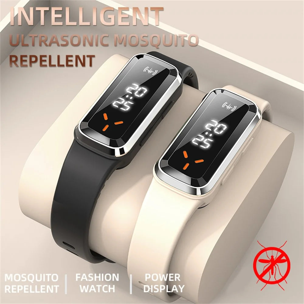 DIROSE F3 Pro Ultrasonic Mosquito Repellent Bracelet Sports Electronic Smart Wristband with Battery Display - White - 6
