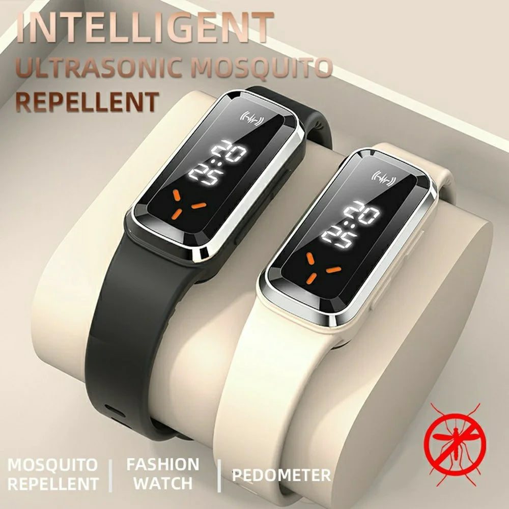 DIROSE F3 Max Wearable Ultrasonic Mosquito Repellent Bracelet Step Counter Sports Electronic Watch - White - 4
