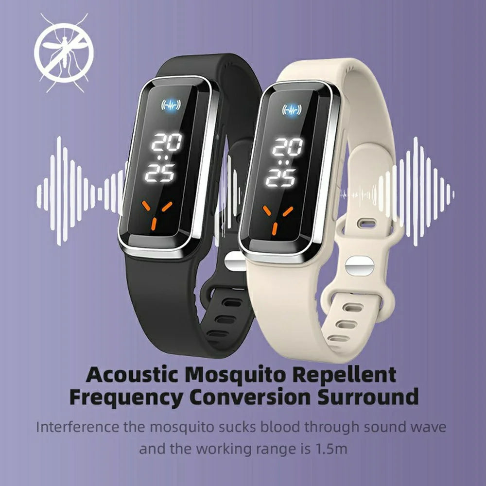 DIROSE F3 Max Wearable Ultrasonic Mosquito Repellent Bracelet Step Counter Sports Electronic Watch - White - 7
