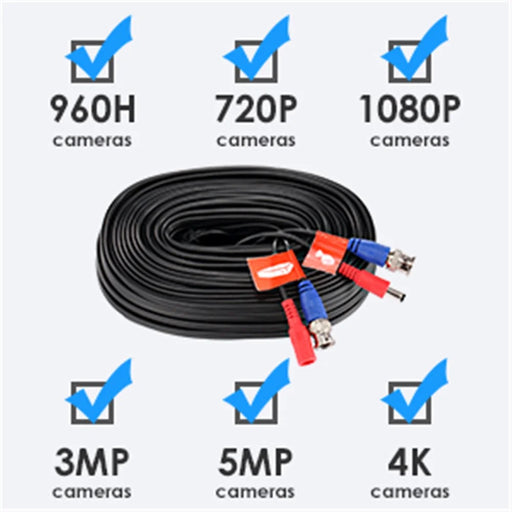 ZOSI 100 Feet 2 in 1 Video Power Cable BNC Extension Cord for Security Camera Systems - 2