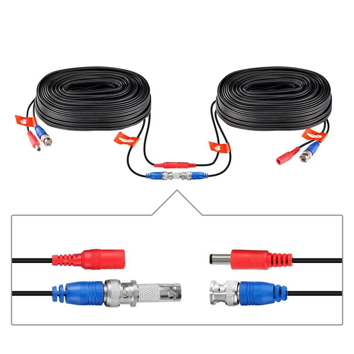 ZOSI 100 Feet 2 in 1 Video Power Cable BNC Extension Cord for Security Camera Systems - 3