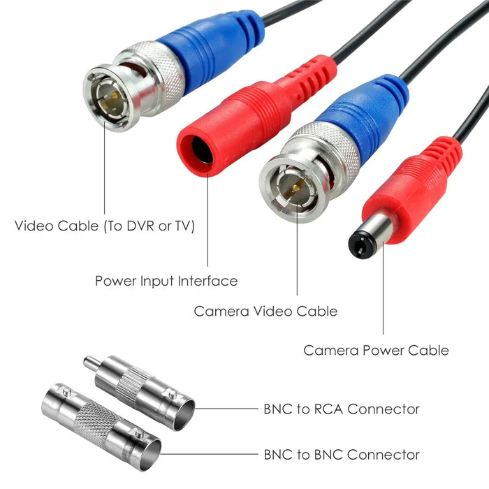 ZOSI 100 Feet 2 in 1 Video Power Cable BNC Extension Cord for Security Camera Systems - 5