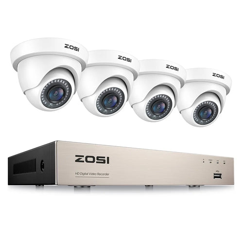 ZOSI 3K Lite Security Camera System AI Human Vehicle Detection Night Vision 4 1080P Cameras H.265+ 8CH DVR without HDD - White / US Plug - 1