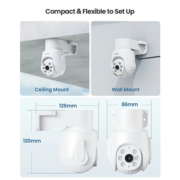 ZOSI 4Pcs 360 Degree PTZ 1080P Home Security Camera with 8CH DVR Built In 1TB HDD Human Vehicle Detection - UK Plug - 7