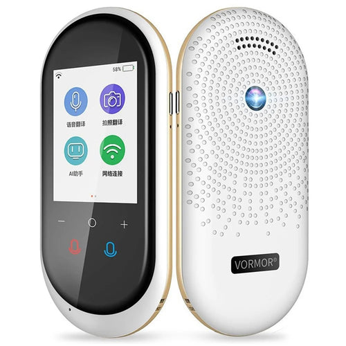 VORMOR T8 4G Offline Translation Device USB Rechargeable 106 Languages Instant AI Voice Translator with 2.4 Inch HD Screen - White - 1