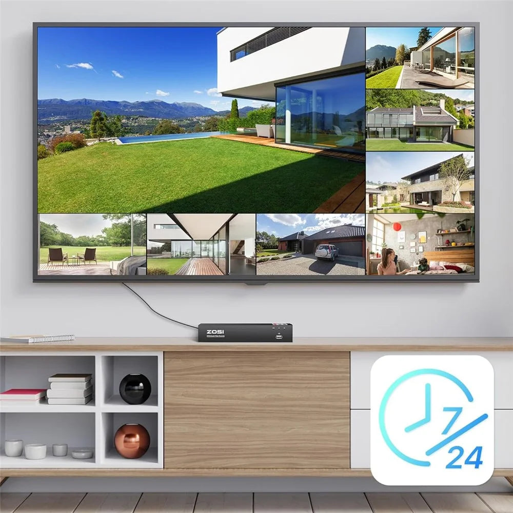 ZOSI 8CH 4K Spotlight Home PoE Security Camera System 8 Ports 16CH 8MP NVR with 2TB HDD 4 x 5MP Outdoor PoE IP Cameras - UK Plug - 3