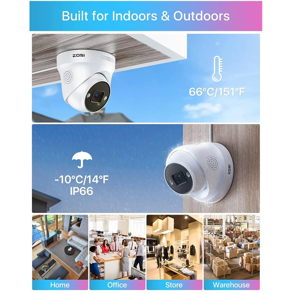 ZOSI 8CH 4K Spotlight Home PoE Security Camera System 8 Ports 16CH 8MP NVR with 2TB HDD 4 x 5MP Outdoor PoE IP Cameras - UK Plug - 6
