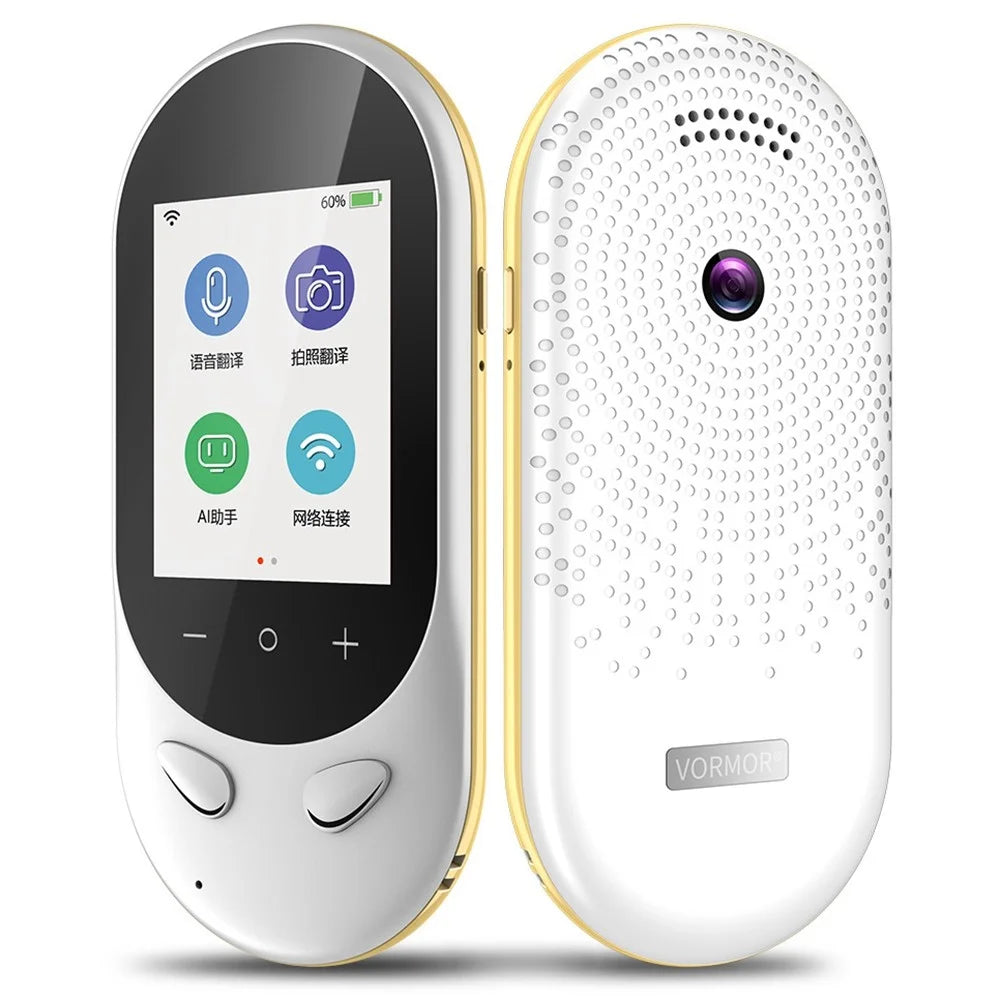 VORMOR T8S 4G Offline Instant AI Voice Translator Touch+Button Controlled USB Rechargeable 106 Languages Translation Device with 2.4 Inch HD Screen - White - 1