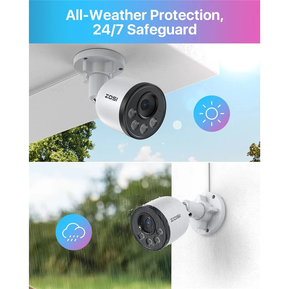 ZOSI 12Pcs Indoor Outdoor Smart Human Detection Night Vision 4MP Weatherproof PoE IP Cameras + 16CH 4K NVR with 4TB HDD - UK Plug - 2