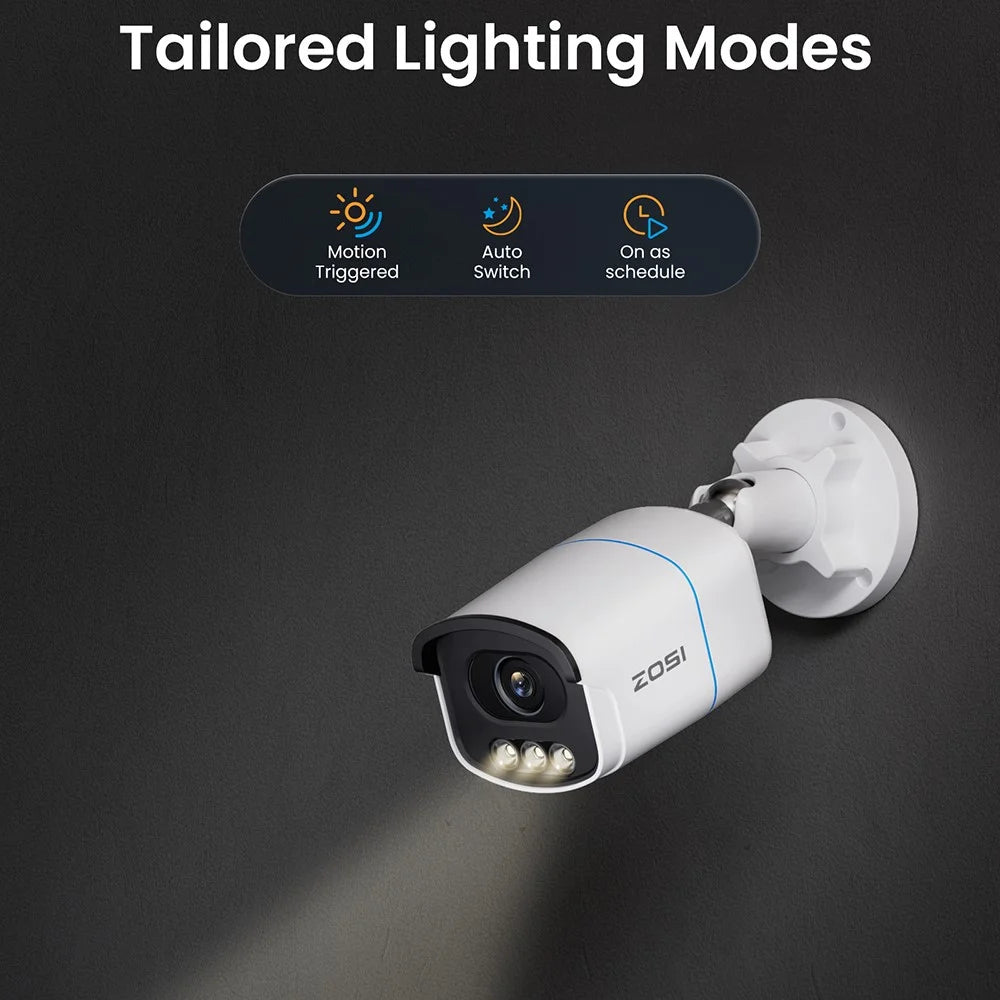 ZOSI 16Pcs 3K C186 Aurora Lux Full Color Night Vision Person Vehicle Detection PoE Cameras + 4K 8MP 16CH NVR with 4TB HDD - US Plug - 6