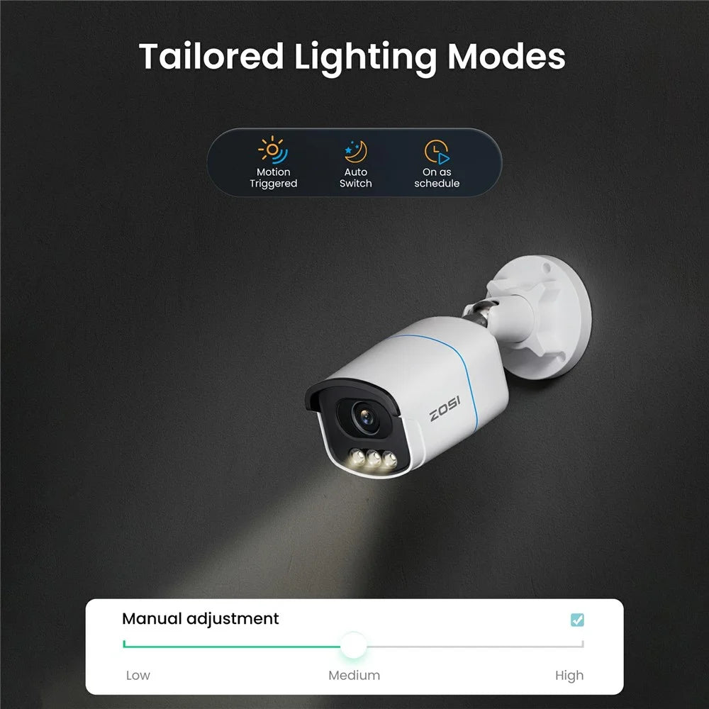 ZOSI 8Pcs 3K C186 Aurora Lux Night Vision Person Vehicle Detection PoE Cameras + 4K 8MP 16CH NVR with 4TB HDD - US Plug - 5