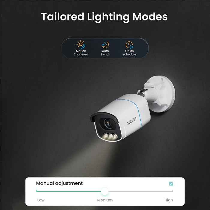 ZOSI 8Pcs 3K C186 Aurora Lux Night Vision Person Vehicle Detection PoE Cameras + 4K 8MP 16CH NVR with 4TB HDD - US Plug - 5