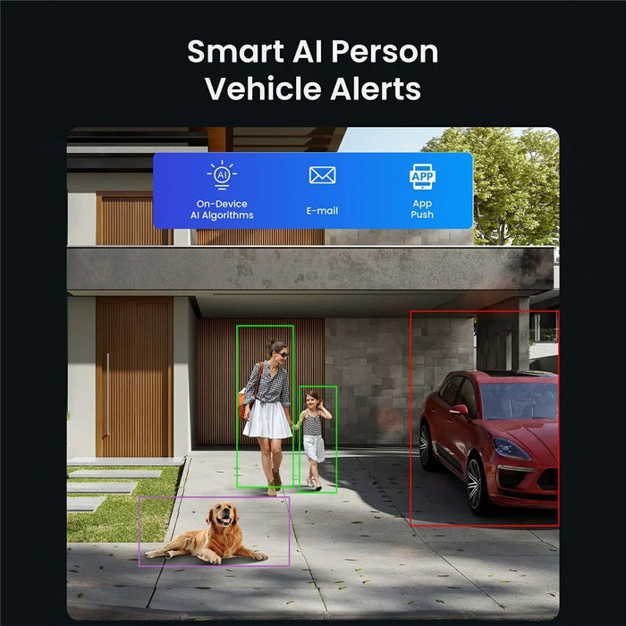 ZOSI 8Pcs 3K C186 Aurora Lux Night Vision Person Vehicle Detection PoE Cameras + 4K 8MP 16CH NVR with 4TB HDD - US Plug - 7