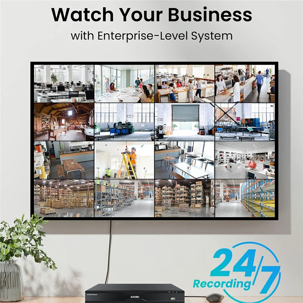 ZOSI 24Pcs Face Vehicle Detection Two-Way Audio 24 / 7 Recording 8MP PoE Cameras + 32CH 4K NVR with 8TB HDD - EU Plug - 4
