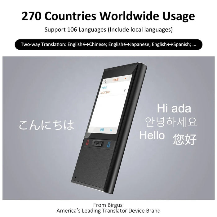VORMOR T9 2.8 inch HD Touch Screen Smart Translator Language Translator Device 106 Languages Portable Smart Voice Translator Supports WiFi/Hotspot/OCR Image Handheld Translator - Rose Gold - 3