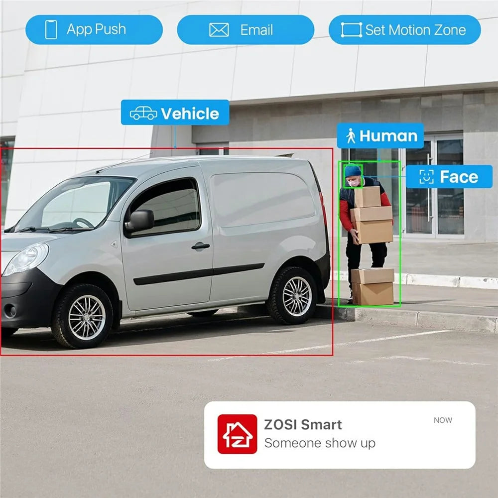 ZOSI 24Pcs Auto Human Tracking Face Vehicle Detection 8MP PoE Pan Tilt Cameras + 32CH 4K NVR with 8TB HDD - US Plug - 4