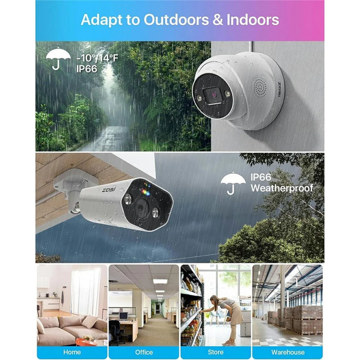 ZOSI 16Pcs AI Human Vehicle Detection Two-Way Audio Night Vision 8MP 4K PoE Outdoor Indoor Cameras + 32CH NVR with 4TB HDD - UK Plug - 5