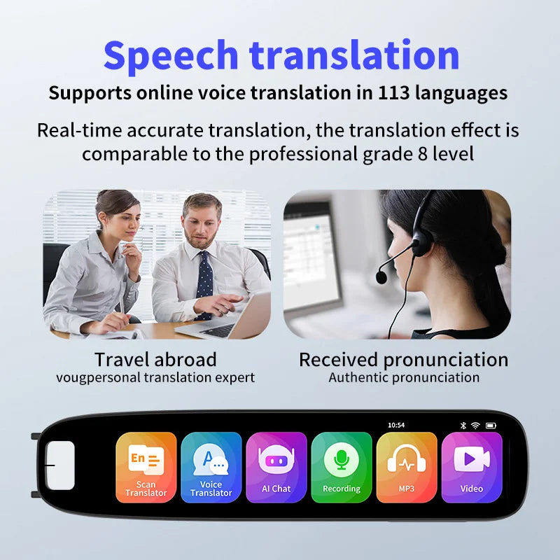 A27S 4.24 Inch Intelligent Scanning Translation Pen 113 Languages Smart Voice Translator, 1+8GB - 5