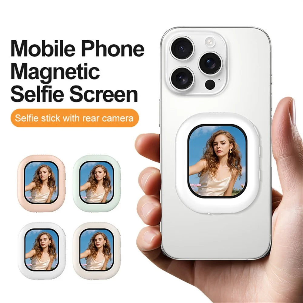 T3 Magnetic Selfie Monitor Screen for Smartphones 2.01 inch Wireless Display Rear Camera Screen Mirroring - White - 2