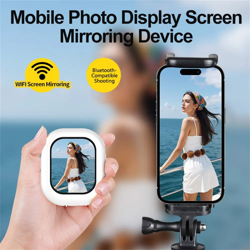 T3 Magnetic Selfie Monitor Screen for Smartphones 2.01 inch Wireless Display Rear Camera Screen Mirroring - White - 3