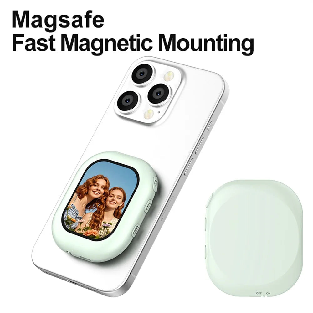 T3 Magnetic Selfie Monitor Screen for Smartphones 2.01 inch Wireless Display Rear Camera Screen Mirroring - White - 4