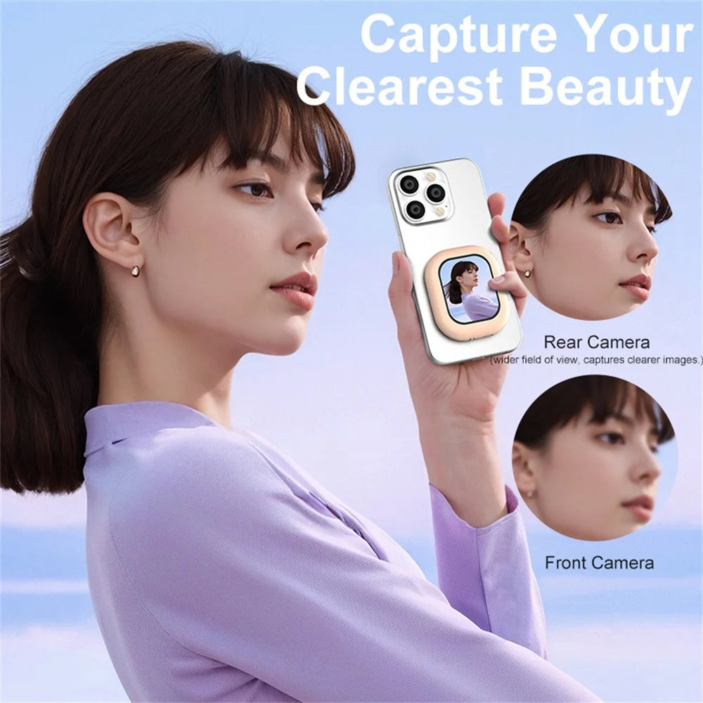 T3 Magnetic Selfie Monitor Screen for Smartphones 2.01 inch Wireless Display Rear Camera Screen Mirroring - White - 5