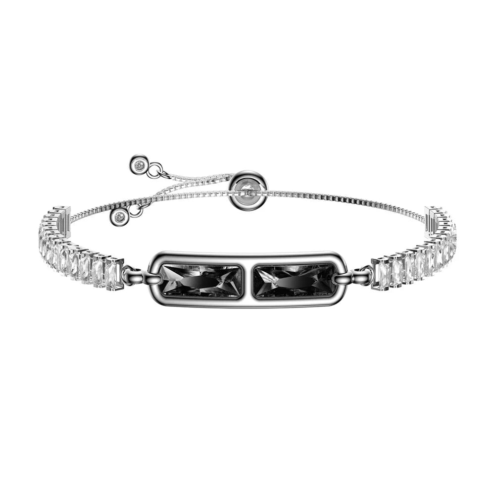 BH3 Multifunctional Health Monitoring Smart Bracelet Heart Rate Blood Oxygen Tracking Rhinestone Inlaided Wristband - Black+White - 2