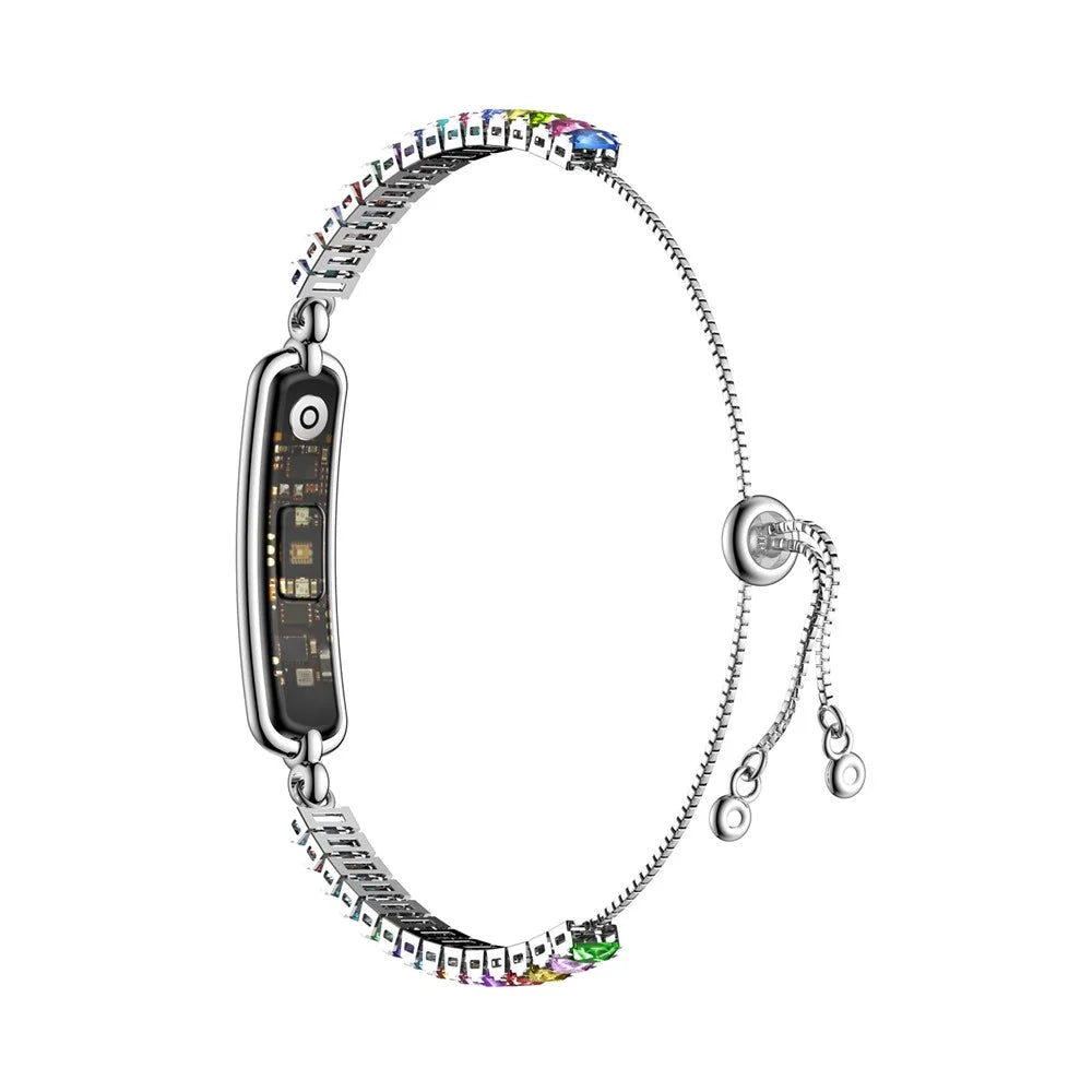 BH3 Multifunctional Health Monitoring Smart Bracelet Heart Rate Blood Oxygen Tracking Rhinestone Inlaided Wristband - Black+White - 4
