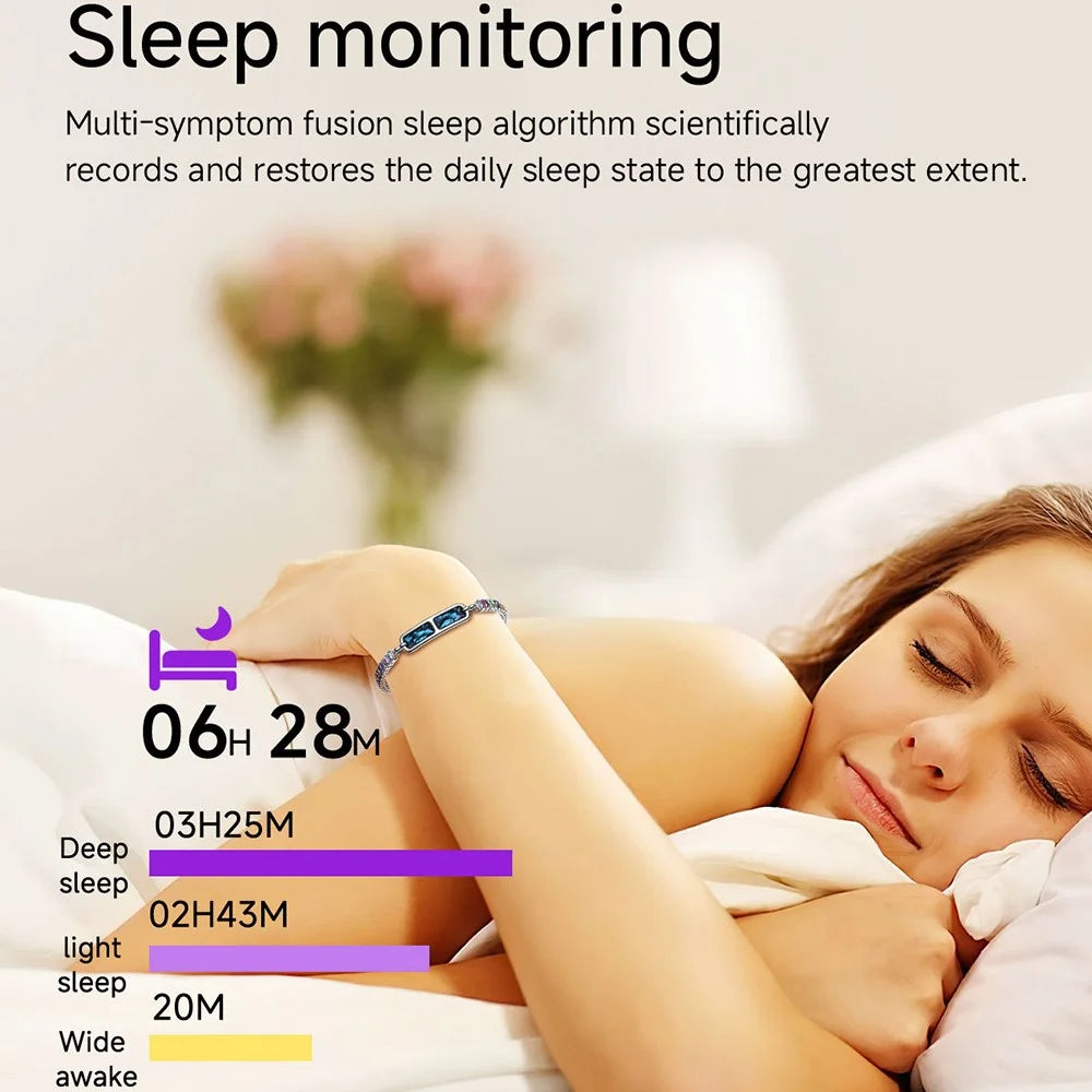BH3 Multifunctional Health Monitoring Smart Bracelet Heart Rate Blood Oxygen Tracking Rhinestone Inlaided Wristband - Black+White - 6