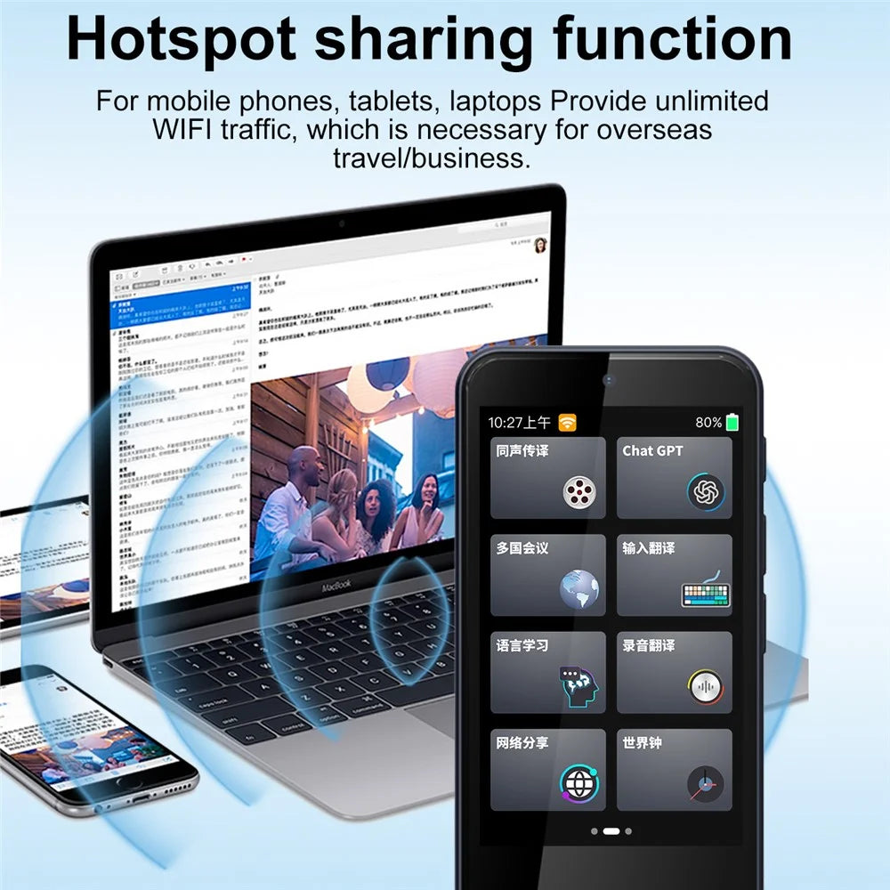 Z9 4.5 inch IPS Full View 4G Translator 13MP Auto Zoom Multilingual Device with Simultaneous  /  Offline  /  Photo  /  Recording Translation - 4